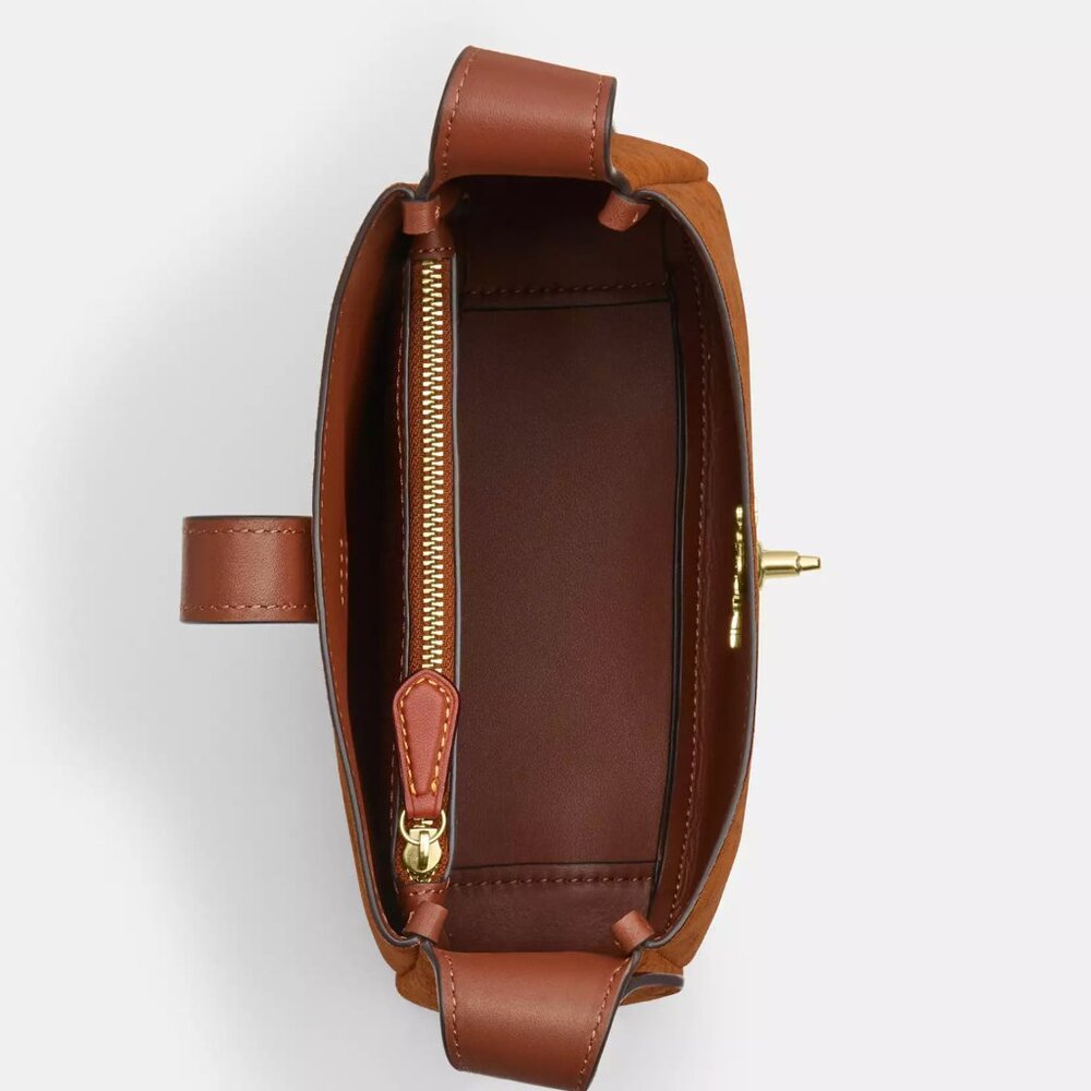 Coach CCE16 Hadley Mini Crossbody Bag In Signature Suede in Caramel NWT - Picture 10 of 13